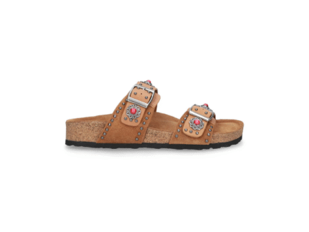 ELENA IACHI SUEDE LEATHER FLAT SANDALS