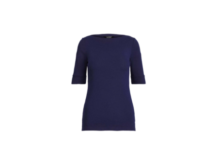 LAUREN LRL JUDY-ELBOW SLEEVE-KNIT TOP