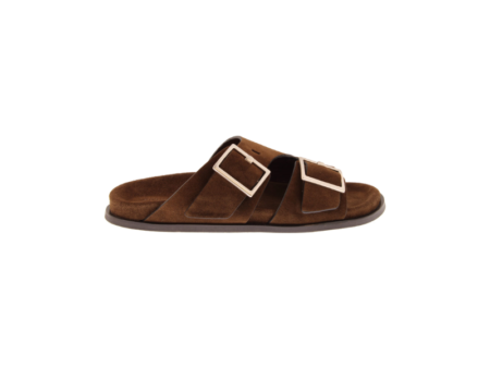 ALOHAS ALBA SUEDE BROWN LEATHER SANDALS